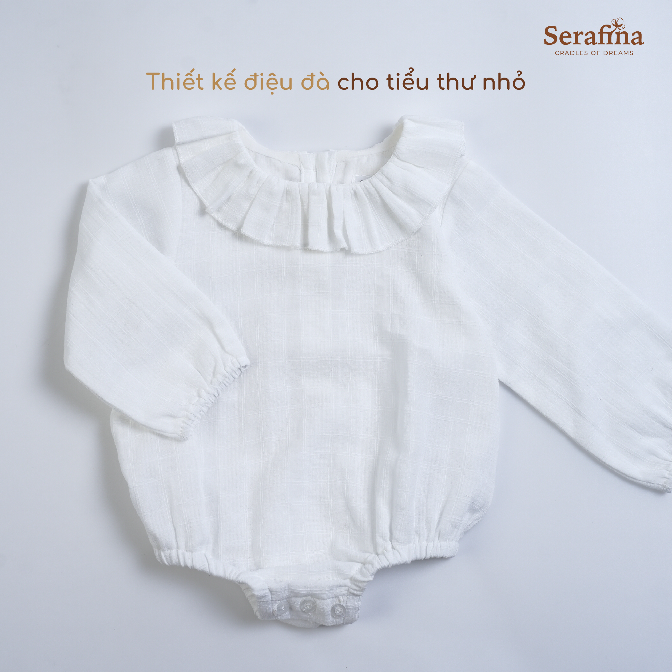 Bộ liền Winnie Bodysuit dài tay cổ tròn cúc cài bỉm (0M-24M)