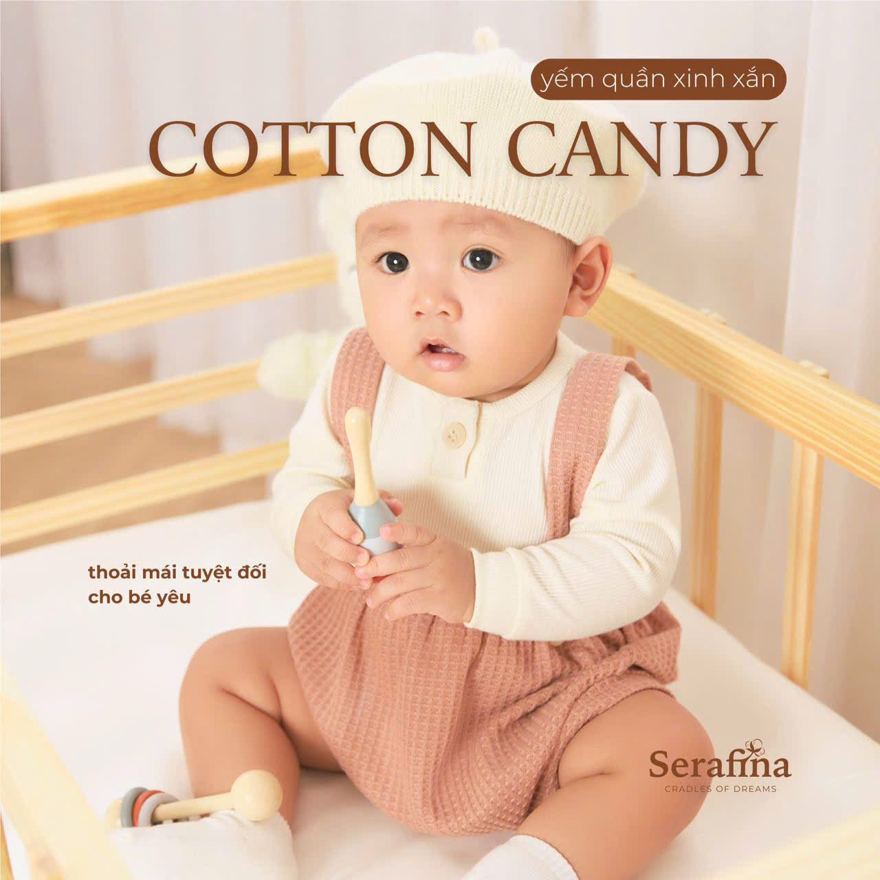 Yếm quần Cotton Candy cộc đùi cho bé trai và bé gái (0M-12M)